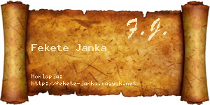 Fekete Janka névjegykártya